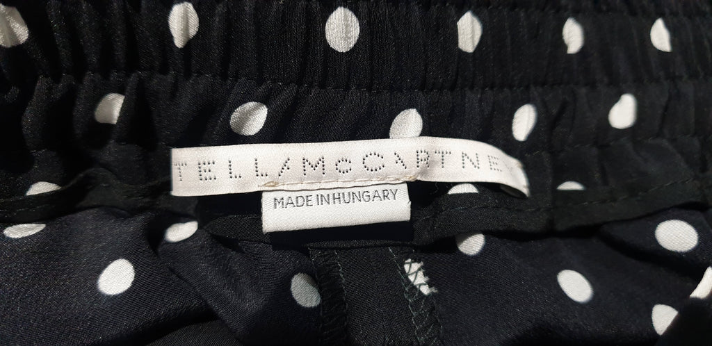 STELLA MCCARTNEY Black & White Silk Polka Dot Stripe Elasticated Shorts F42 UK12