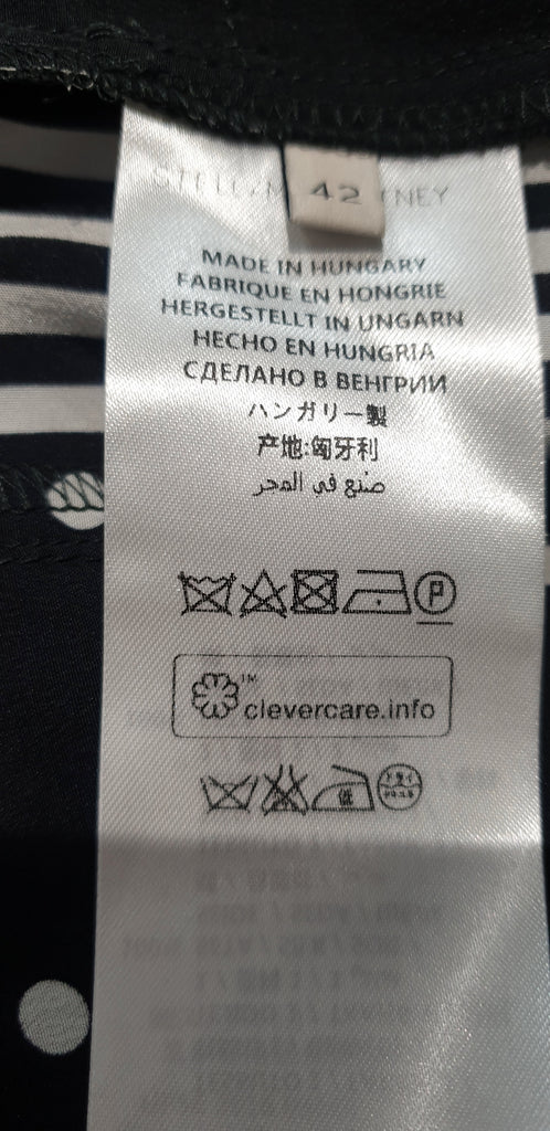 STELLA MCCARTNEY Black & White Silk Polka Dot Stripe Elasticated Shorts F42 UK12