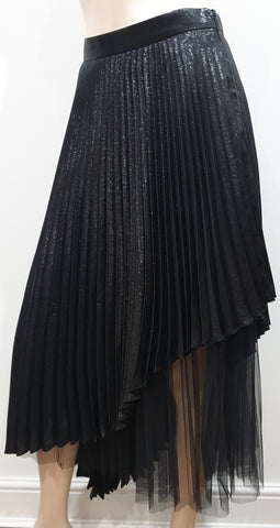 ACNE Women's Black Wool Blend FRAY LAZER Short Length Lined Mini Skirt 38 UK12