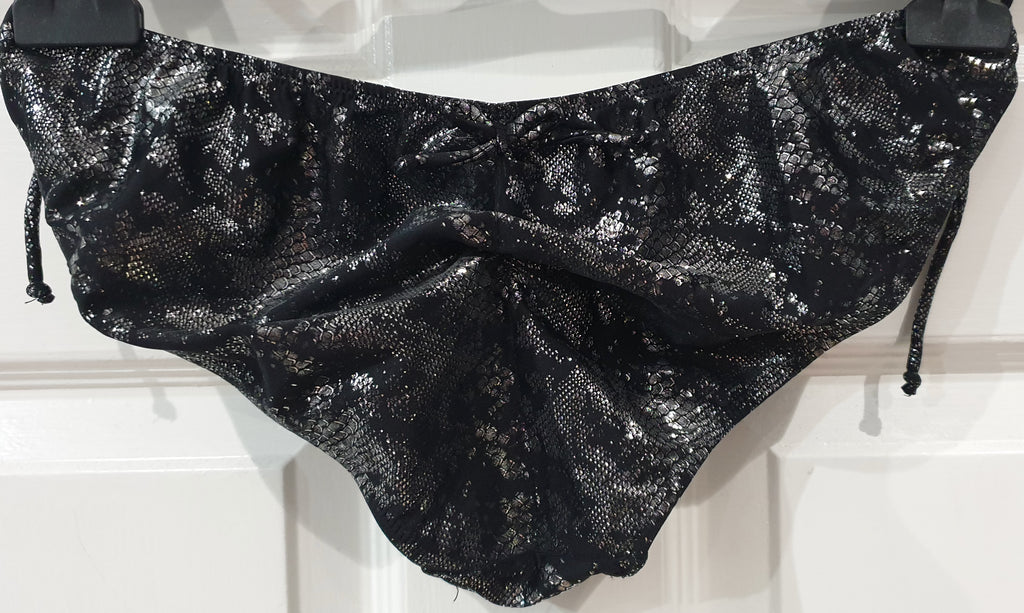 AGENT PROVOCATEUR Black Silver Snakeskin Bandeau Bikini Top & Tie Briefs 36C / 3