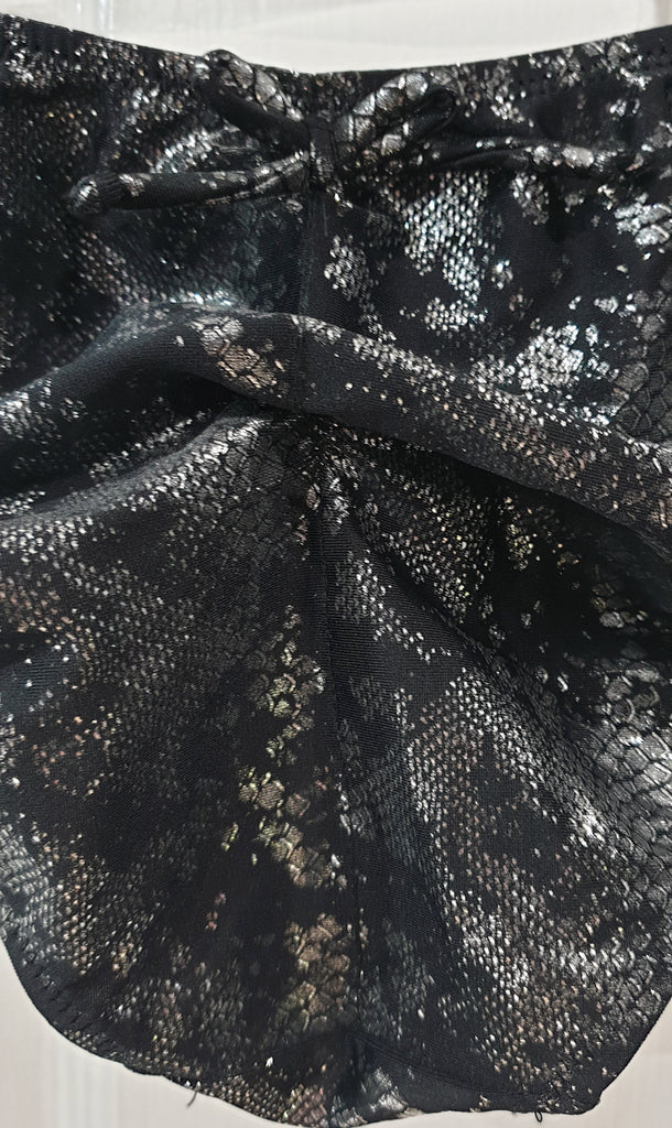 AGENT PROVOCATEUR Black Silver Snakeskin Bandeau Bikini Top & Tie Briefs 36C / 3