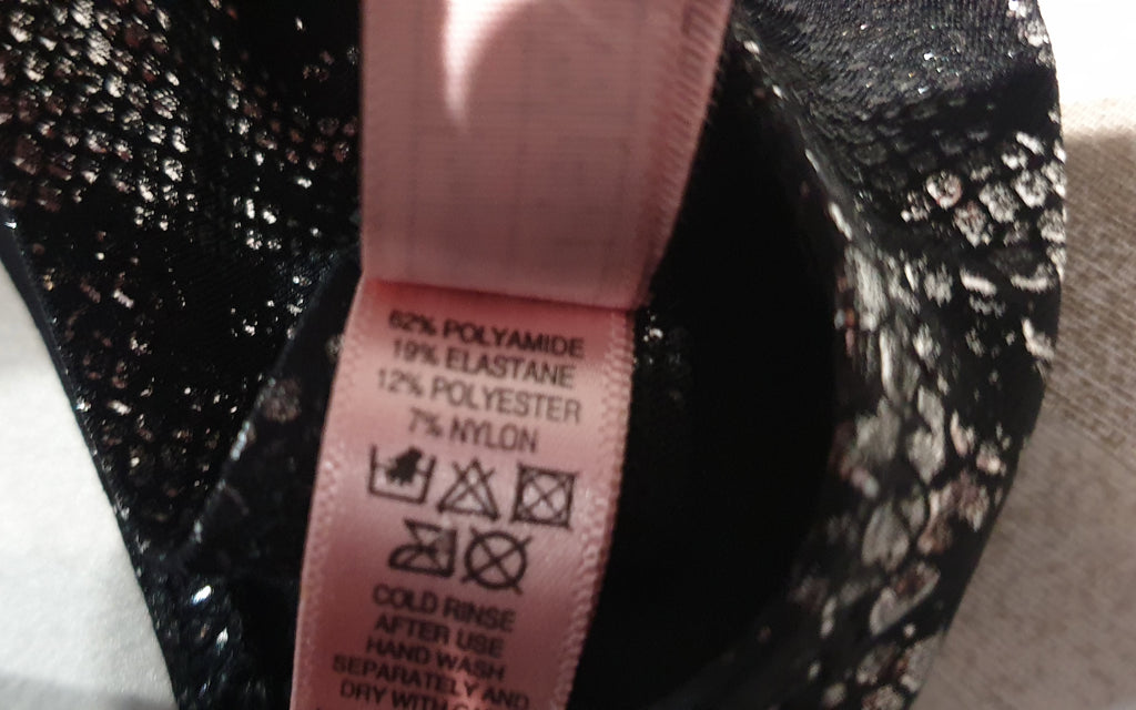 AGENT PROVOCATEUR Black Silver Snakeskin Bandeau Bikini Top & Tie Briefs 36C / 3