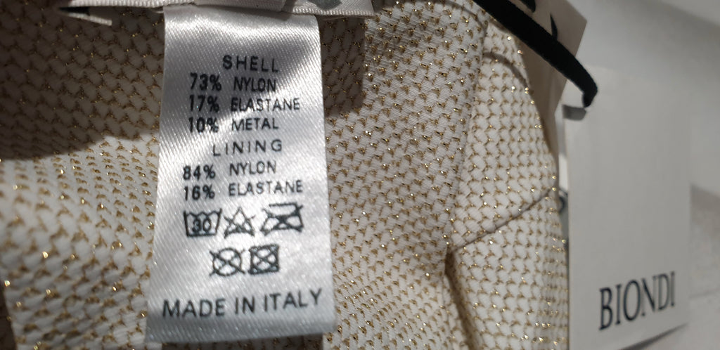 BONDI Cream & Gold Metallic Stitch Halter Neck Underwire Tie Top & Briefs M BNWT