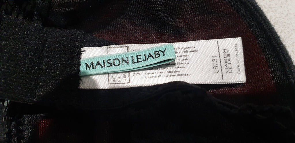 MAISON LEJABY PARIS Black Lace Delicate Crystal Detail Underwire Lingerie Bra 32D