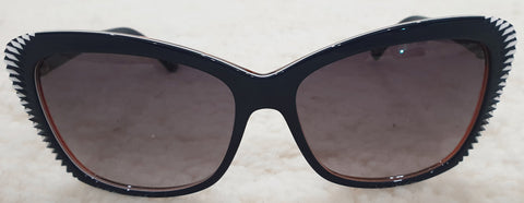 PRADA Made In Italy Black Rounded Rectangular Silver Tone Branded Sunglasses