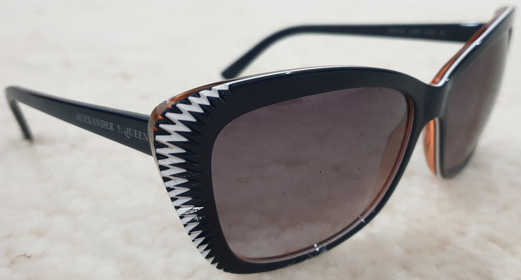 ALEXANDER MCQUEEN Women's Navy Blue & White AMQ 4178/S WOAEU Cat Eye Sunglasses