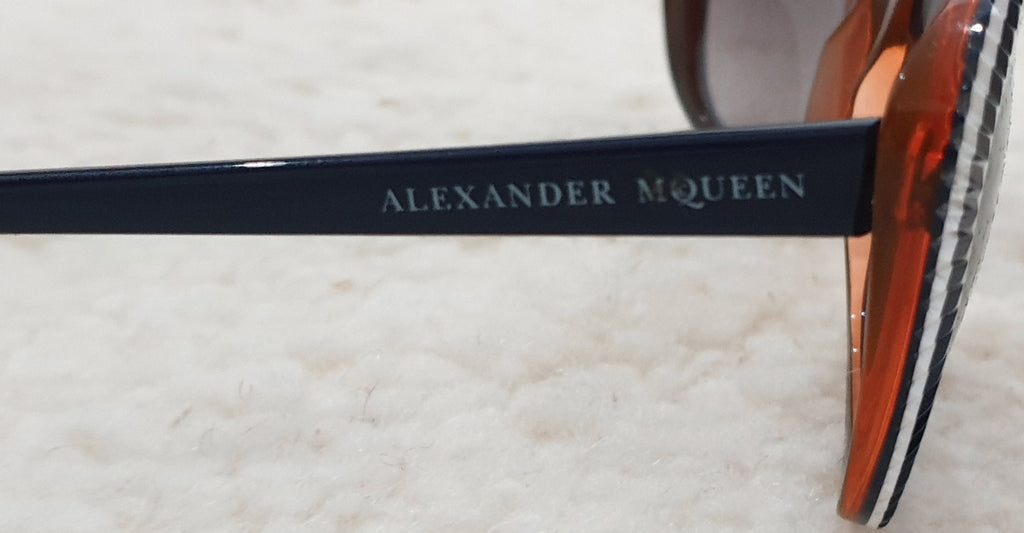 ALEXANDER MCQUEEN Women's Navy Blue & White AMQ 4178/S WOAEU Cat Eye Sunglasses