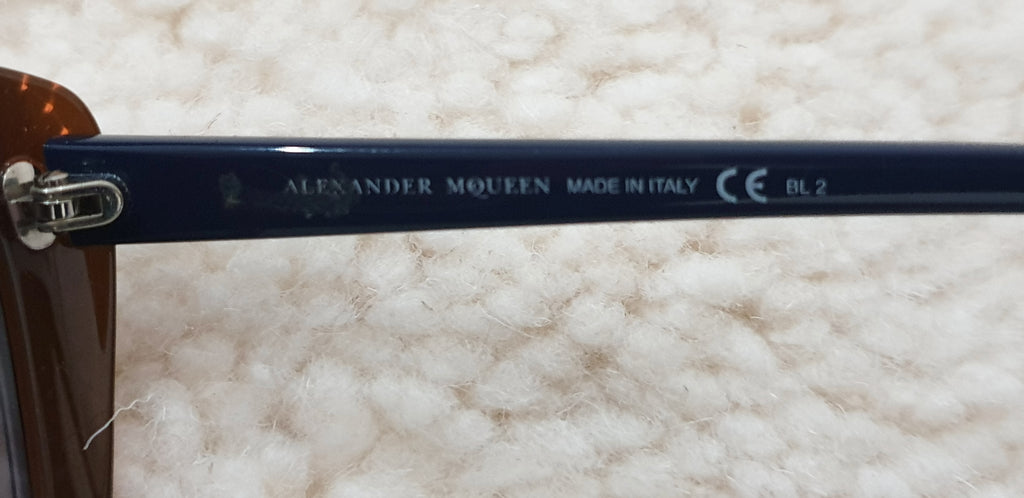 ALEXANDER MCQUEEN Women's Navy Blue & White AMQ 4178/S WOAEU Cat Eye Sunglasses