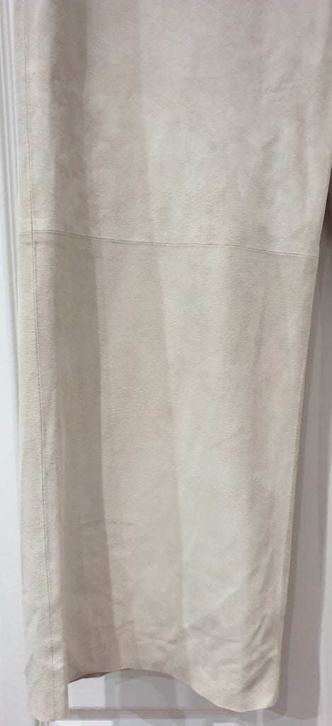 THEORY Beige Cream Super Soft Suede Wide Leg Crop Capri Trousers Pants 6 UK10