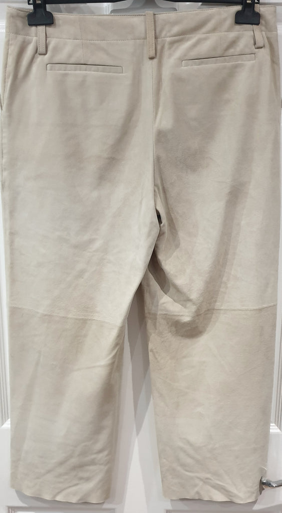 THEORY Beige Cream Super Soft Suede Wide Leg Crop Capri Trousers Pants 6 UK10