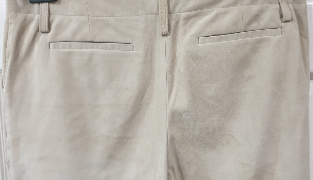 THEORY Beige Cream Super Soft Suede Wide Leg Crop Capri Trousers Pants 6 UK10
