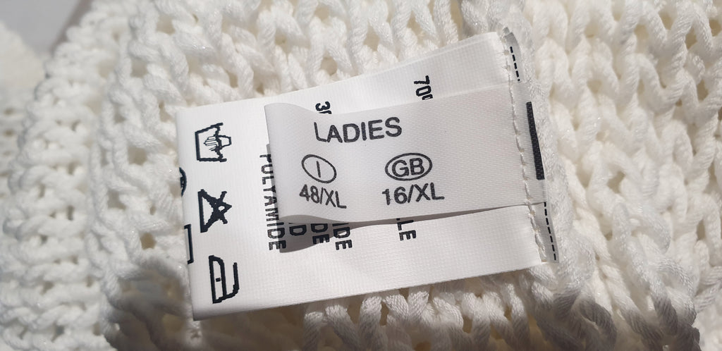 FABIANA FILIPPI White Cotton Chunky Loose Knit Short Batwing Sleeve Cardigan XL