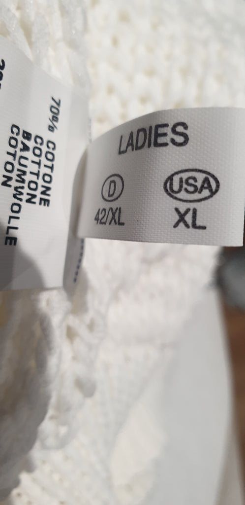 FABIANA FILIPPI White Cotton Chunky Loose Knit Short Batwing Sleeve Cardigan XL