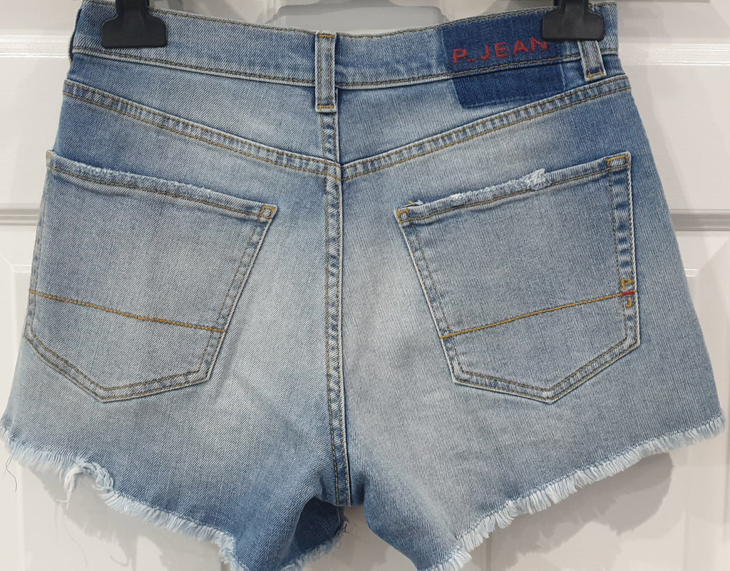 P JEANS Women's Blue Gold Metallic Stitched Star Detail Denim Hotpants Shorts 26