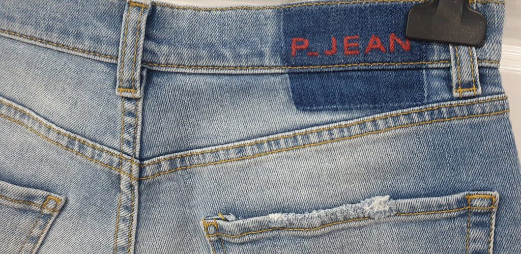 P JEANS Women's Blue Gold Metallic Stitched Star Detail Denim Hotpants Shorts 26