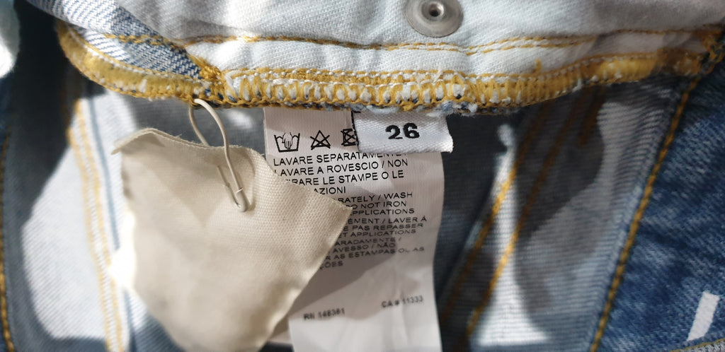 P JEANS Women's Blue Gold Metallic Stitched Star Detail Denim Hotpants Shorts 26