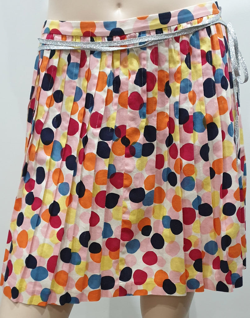 MINT Multi Colour Polka Dot Silver Tie Detail Waist Pleated Short Mini Skirt UK8