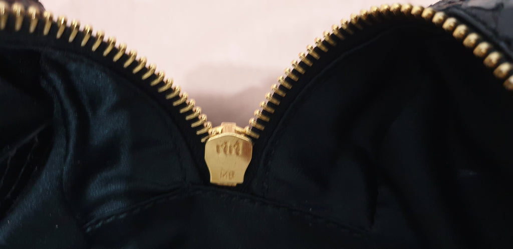 MIU MIU Midnight Blue Black Python Gold Tone Pleat Hand Held Dual Handle Tote Bag