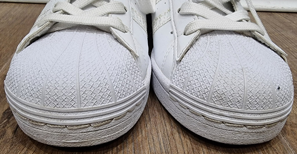ADIDAS SUPERSTAR White Leather Fabric Branded Rubber Sole Sneakers Trainers UK5