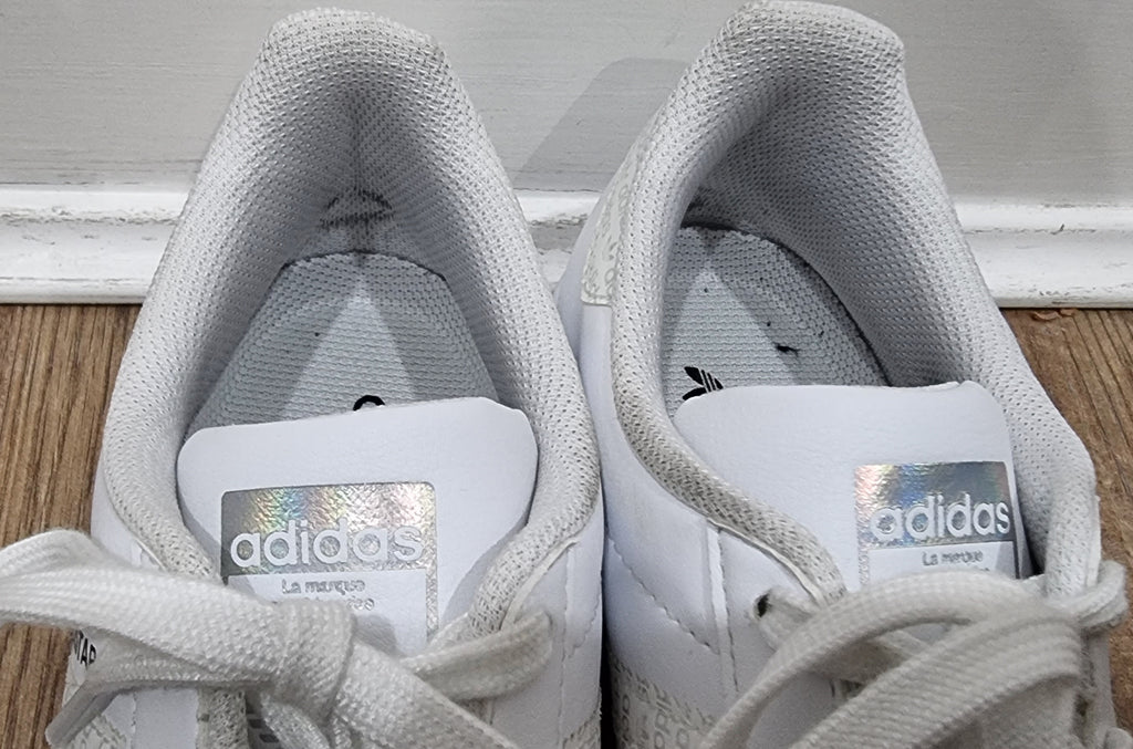 ADIDAS SUPERSTAR White Leather Fabric Branded Rubber Sole Sneakers Trainers UK5