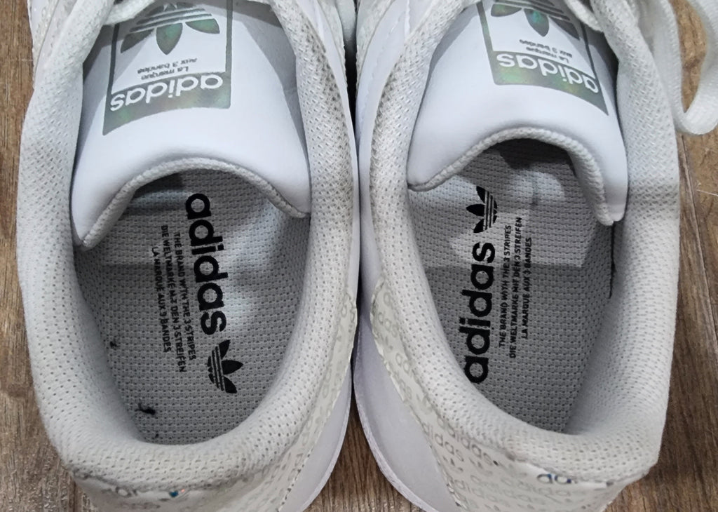 ADIDAS SUPERSTAR White Leather Fabric Branded Rubber Sole Sneakers Trainers UK5