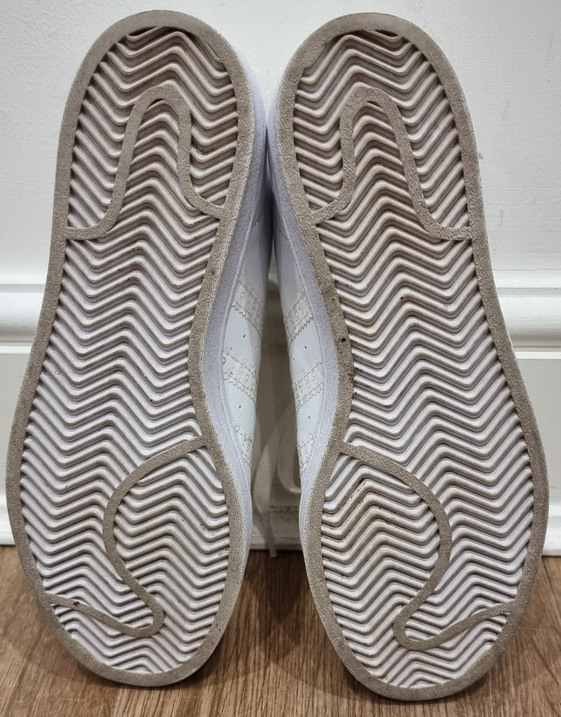 ADIDAS SUPERSTAR White Leather Fabric Branded Rubber Sole Sneakers Trainers UK5