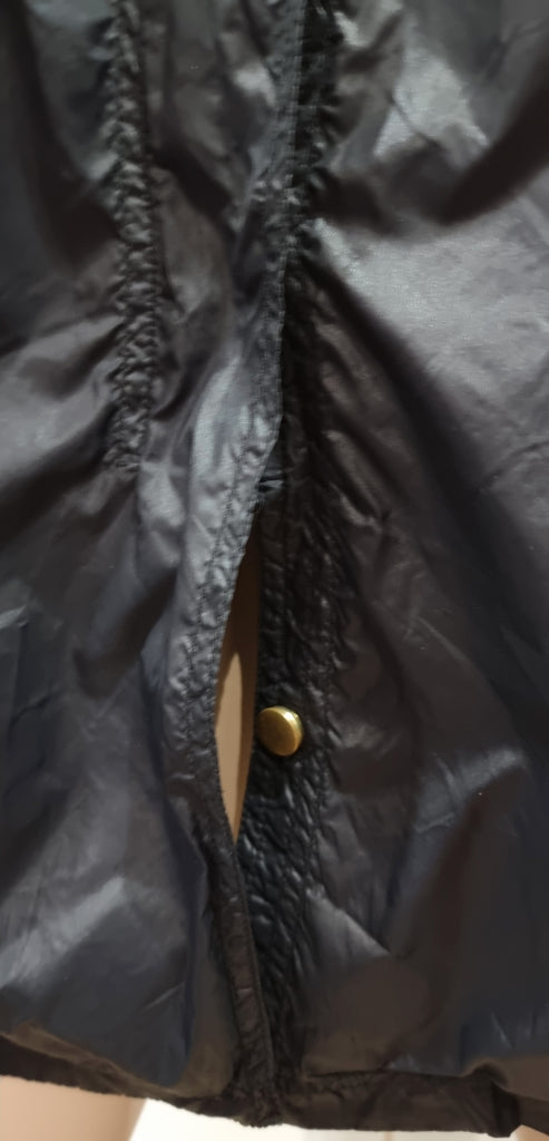 PAUL X PAUL SMITH Black Sheen Lightweight Concealed Hood Mac Overcoat Coat M