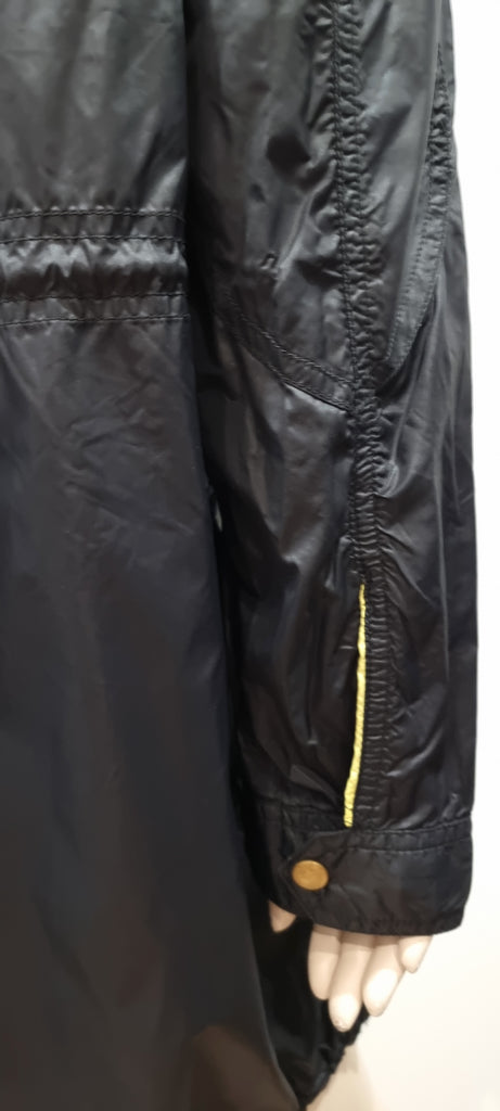 PAUL X PAUL SMITH Black Sheen Lightweight Concealed Hood Mac Overcoat Coat M