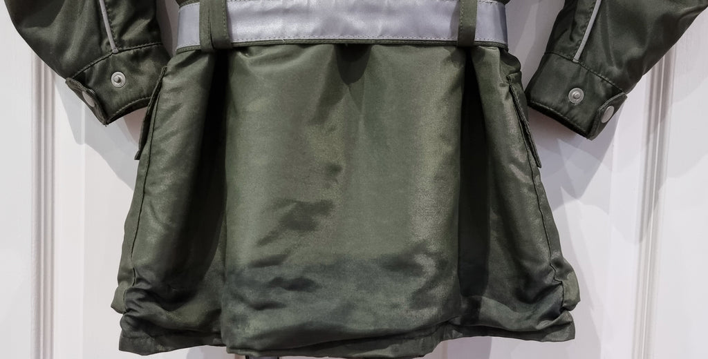 BELSTAFF TOURMASTER 500 Boy's Khaki Green Sheen Belted Lined Biker Jacket 6Y