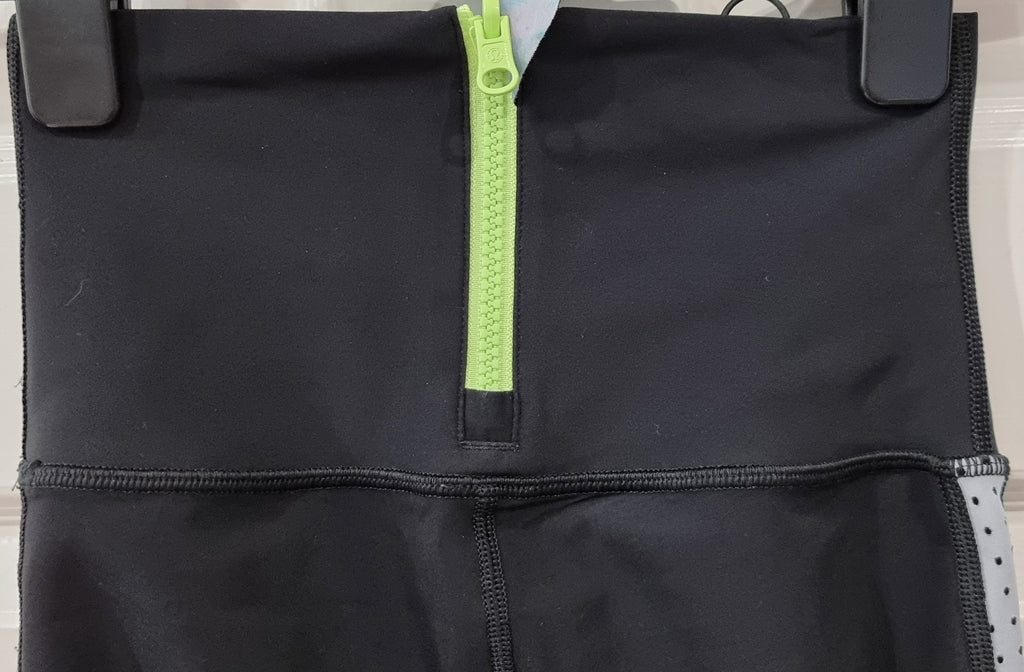 LULULEMON Activewear Black Neon Yellow Gym Yoga Pilates Capri Leggings Pants 6