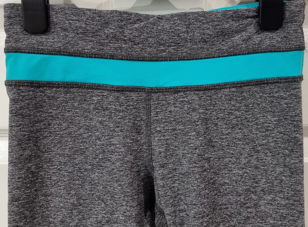 LULULEMON Activewear Grey Blue Gym Yoga Pilates Capri Crop Leggings Pants UK8