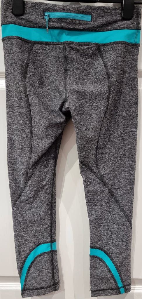 LULULEMON Activewear Grey Blue Gym Yoga Pilates Capri Crop Leggings Pants UK8