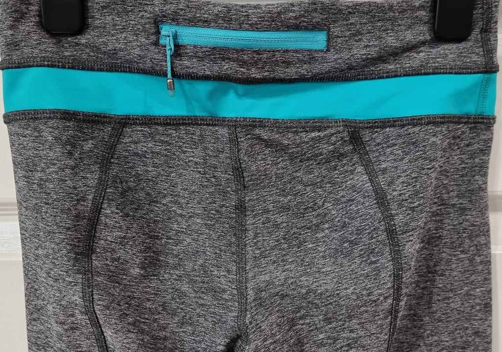 LULULEMON Activewear Grey Blue Gym Yoga Pilates Capri Crop Leggings Pants UK8