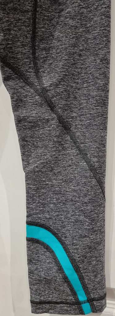 LULULEMON Activewear Grey Blue Gym Yoga Pilates Capri Crop Leggings Pants UK8