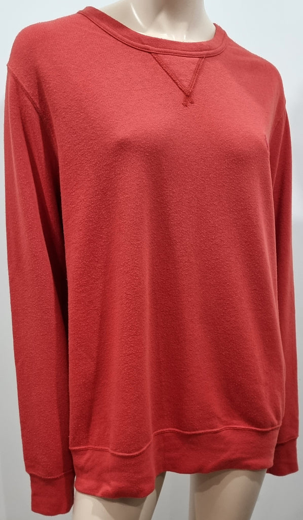 POLO RALPH LAUREN Unisex Orangey Red Cotton Sweater Sweatshirt Fleece Top XL