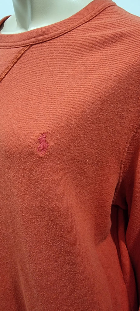 POLO RALPH LAUREN Unisex Orangey Red Cotton Sweater Sweatshirt Fleece Top XL