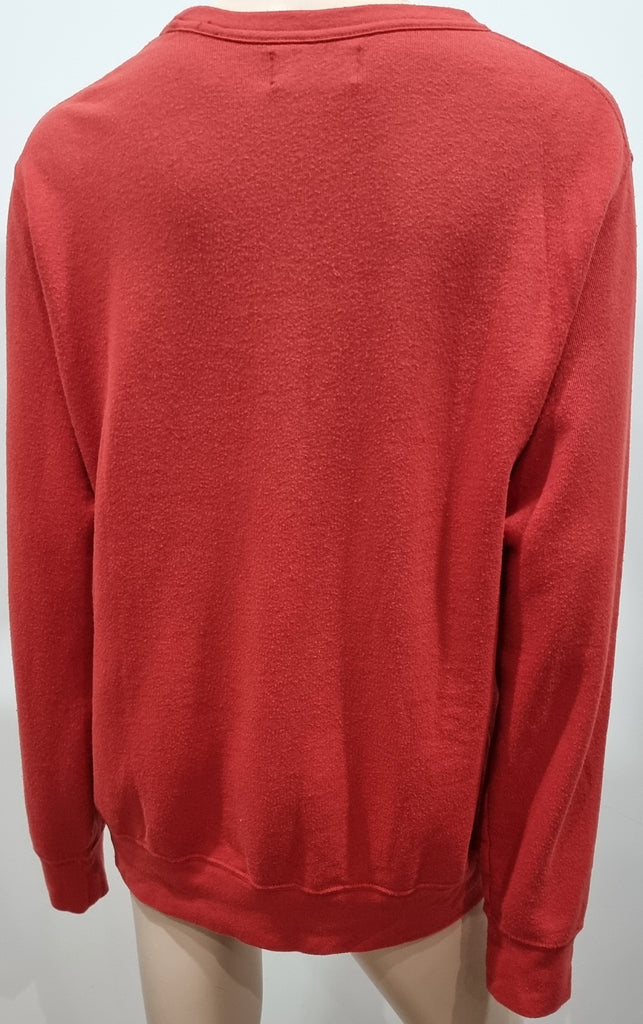 POLO RALPH LAUREN Unisex Orangey Red Cotton Sweater Sweatshirt Fleece Top XL