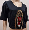 MAISON MARTIN MARGIELA Black Cotton Sequin Embellished Short T-Shirt Tee Top M
