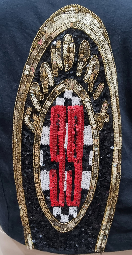 MAISON MARTIN MARGIELA Black Cotton Sequin Embellished Short T-Shirt Tee Top M