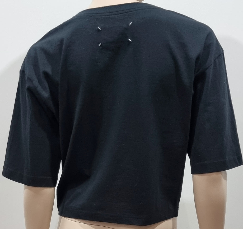 MAISON MARTIN MARGIELA Black Cotton Sequin Embellished Short T-Shirt Tee Top M