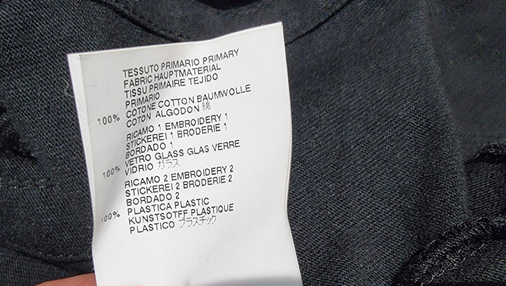 MAISON MARTIN MARGIELA Black Cotton Sequin Embellished Short T-Shirt Tee Top M