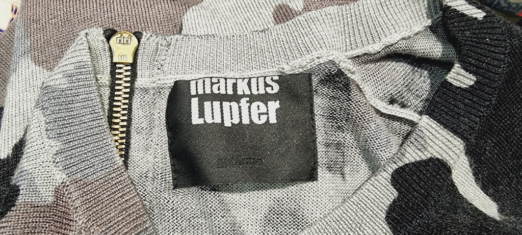 MARKUS LUPFER Merino Wool Camo Camouflage Fine Knitwear Jumper Sweater M