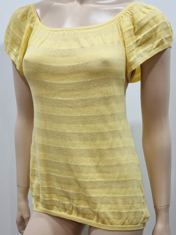 SUZUSAN Made In Japan Yellow Wool Open Front Long Sleeve Knitwear Cardigan Top M