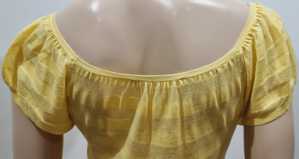 TARA JARMON Pale Yellow Cotton Blend Fine Knit Short Sleeve Jumper Sweater Top S