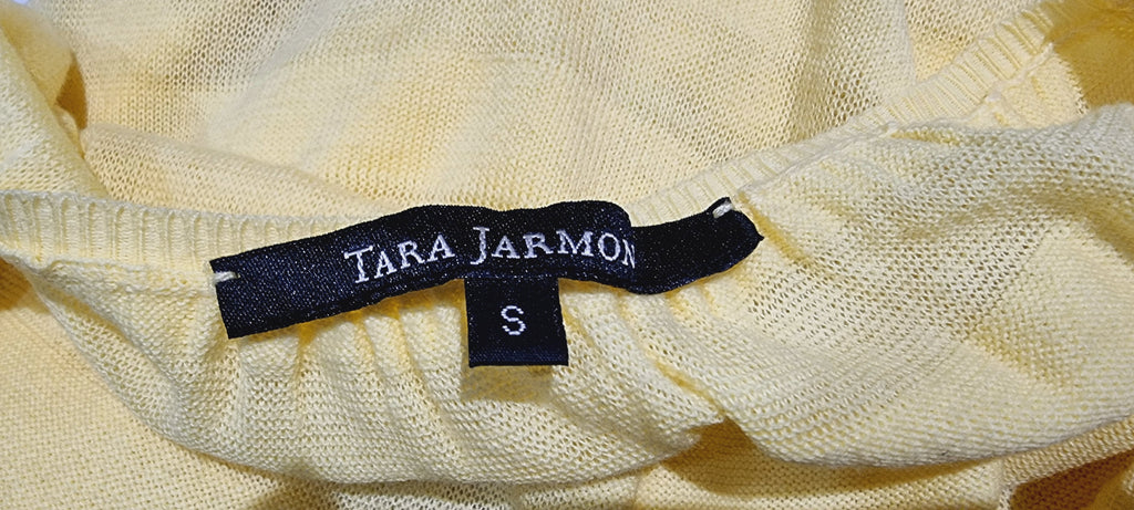 TARA JARMON Pale Yellow Cotton Blend Fine Knit Short Sleeve Jumper Sweater Top S