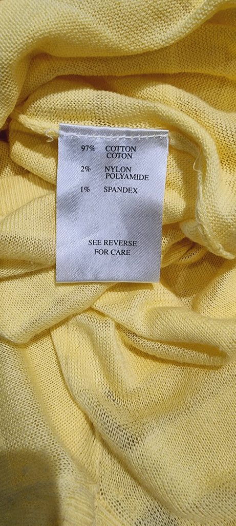 TARA JARMON Pale Yellow Cotton Blend Fine Knit Short Sleeve Jumper Sweater Top S