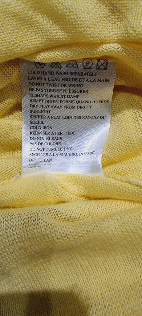 TARA JARMON Pale Yellow Cotton Blend Fine Knit Short Sleeve Jumper Sweater Top S