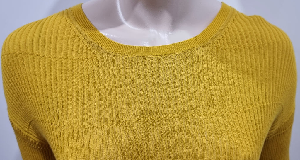 3.1 PHILLIP LIM Mustard Yellow Cotton Blend Ribbed Knitwear Jumper Sweater Top M