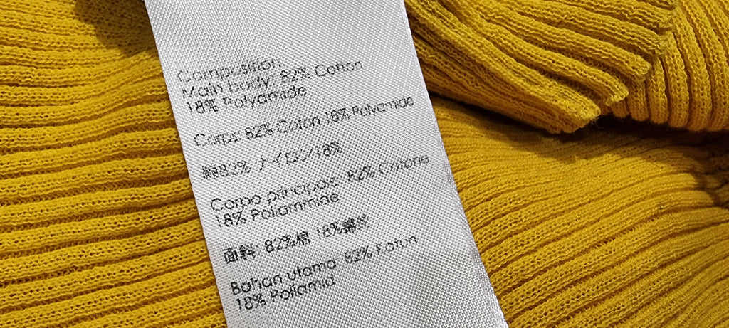 3.1 PHILLIP LIM Mustard Yellow Cotton Blend Ribbed Knitwear Jumper Sweater Top M