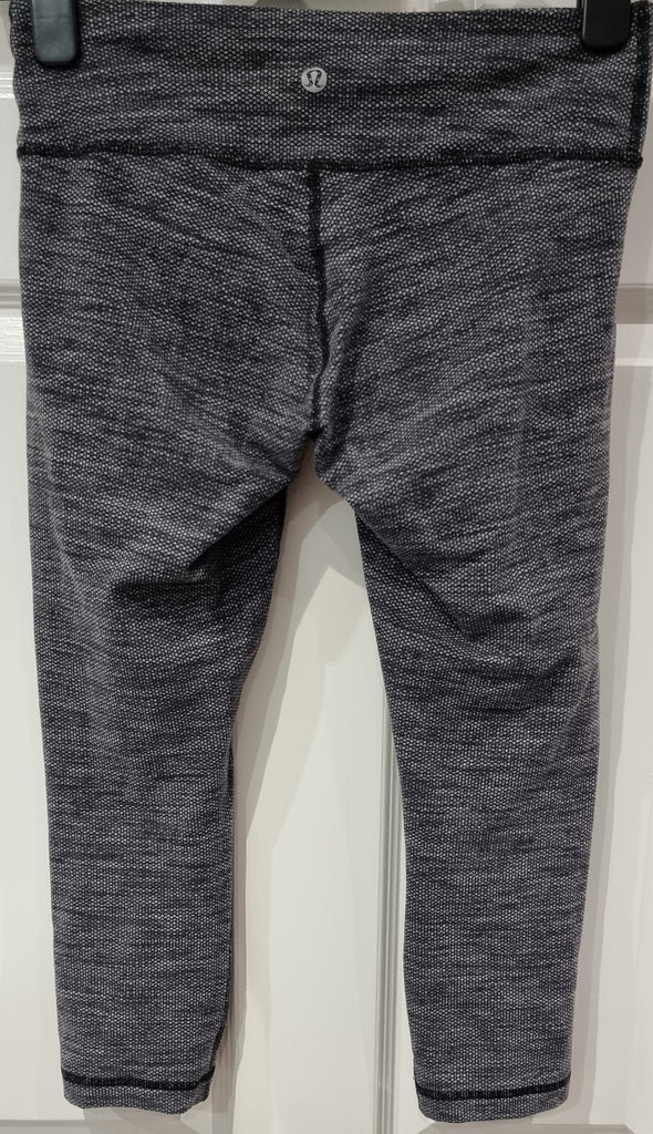 LULULEMON Activewear Grey Blue Black Gym Yoga Pilates Crop Leggings Pants UK8
